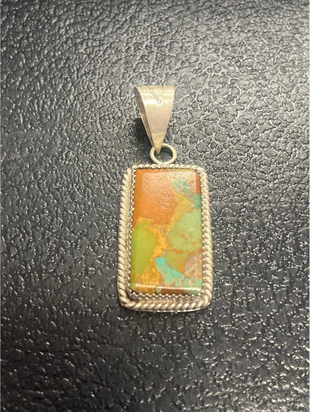 Native American Navajo handmade sterling silver turquoise pendant